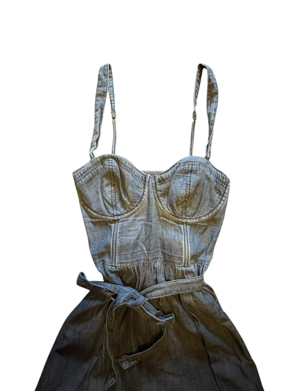 Abercrombie & Fitch Denim Belted Corset Jean Dress in Chambray - Picture 5 of 10